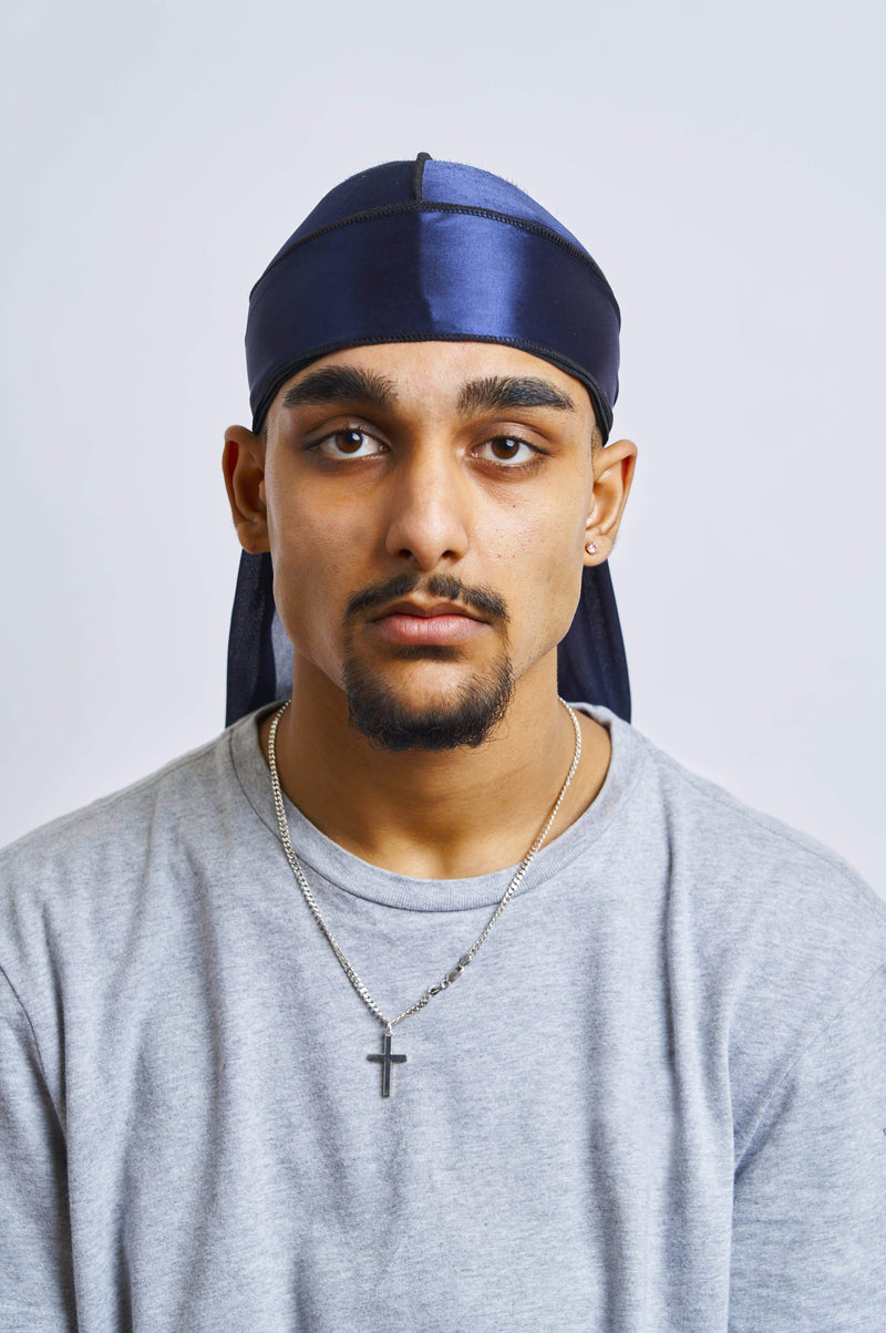 Navy SIlk Durag - Darko Beauty