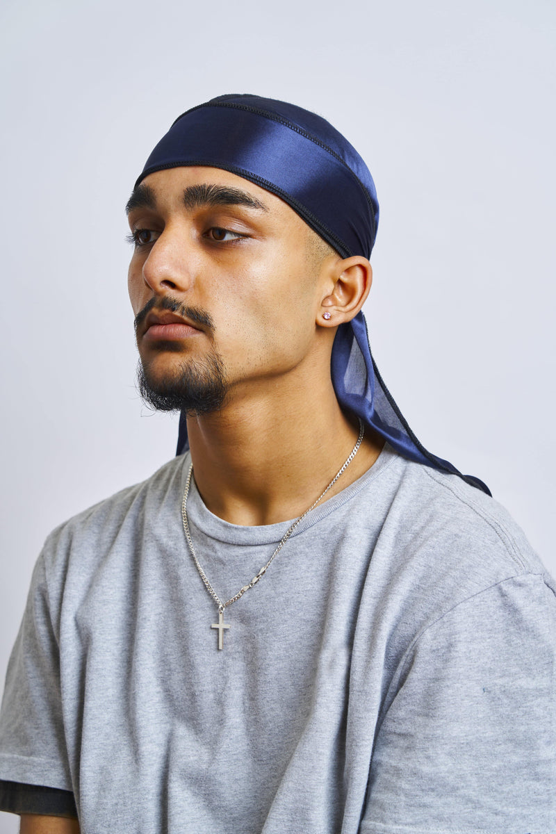 Navy SIlk Durag - Darko Beauty